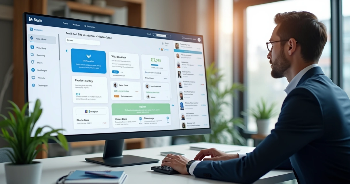 Painel do Btalk com diferentes canais integrados, calendário, CRM e histórico do cliente 