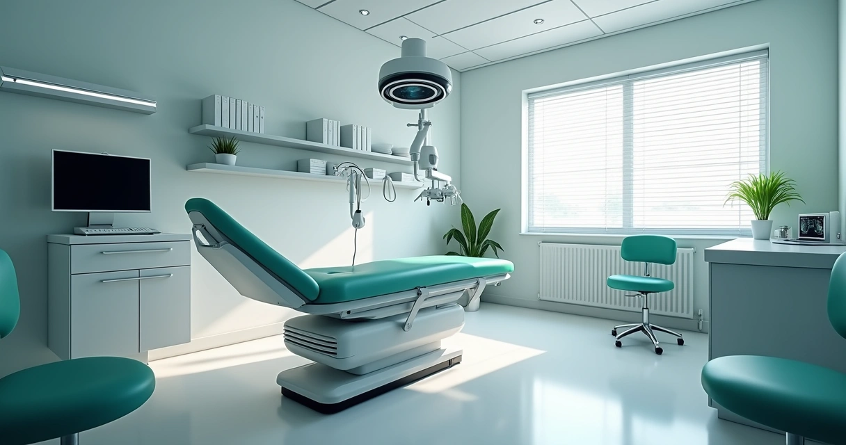 Sala de atendimento urologista com equipamentos médicos 
