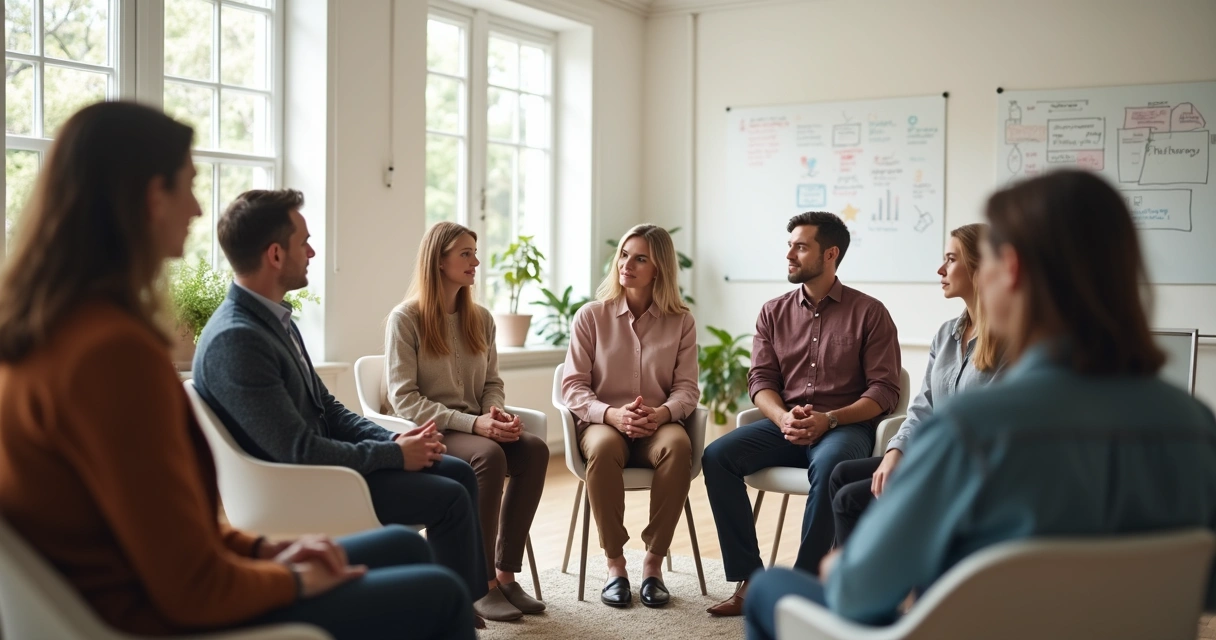 Grupo de pessoas dialogando em ambiente colaborativo 