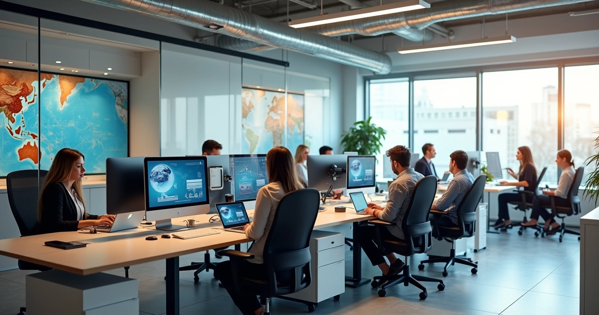 Coworking moderno com tecnologia satelital 