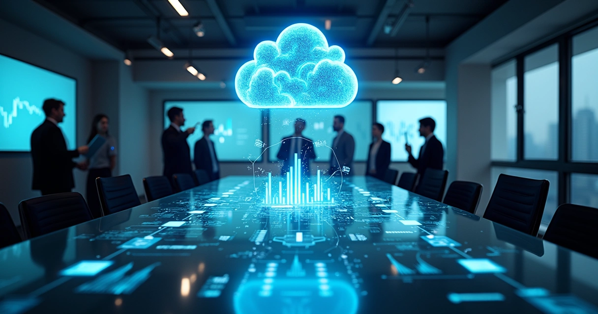 Ambiente corporativo com dados financeiros em nuvem 