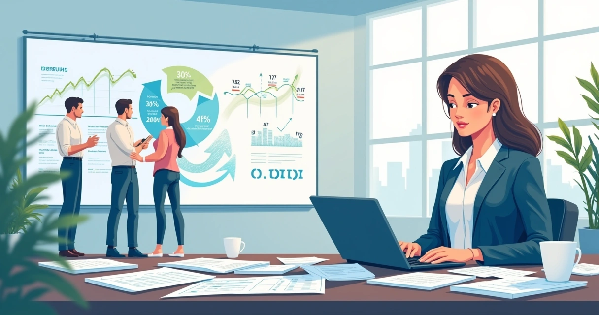 Profissional analisando documentos financeiros em um ambiente empresarial, com foco em CFOP e tributação.