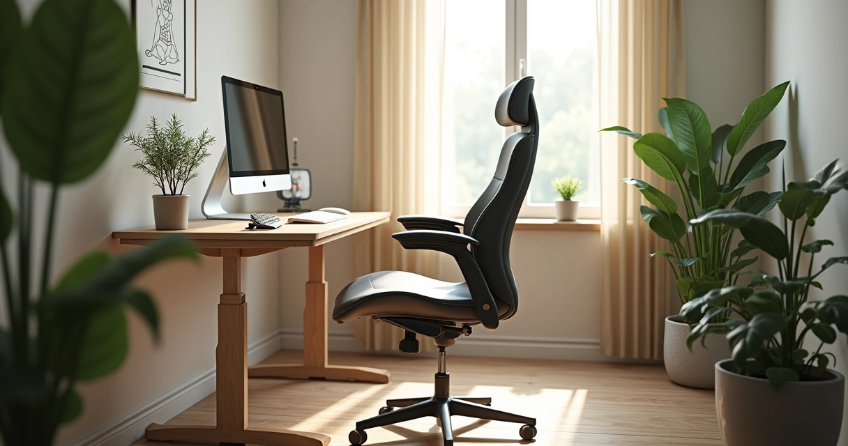 Estação de trabalho ergonômica e iluminada 
