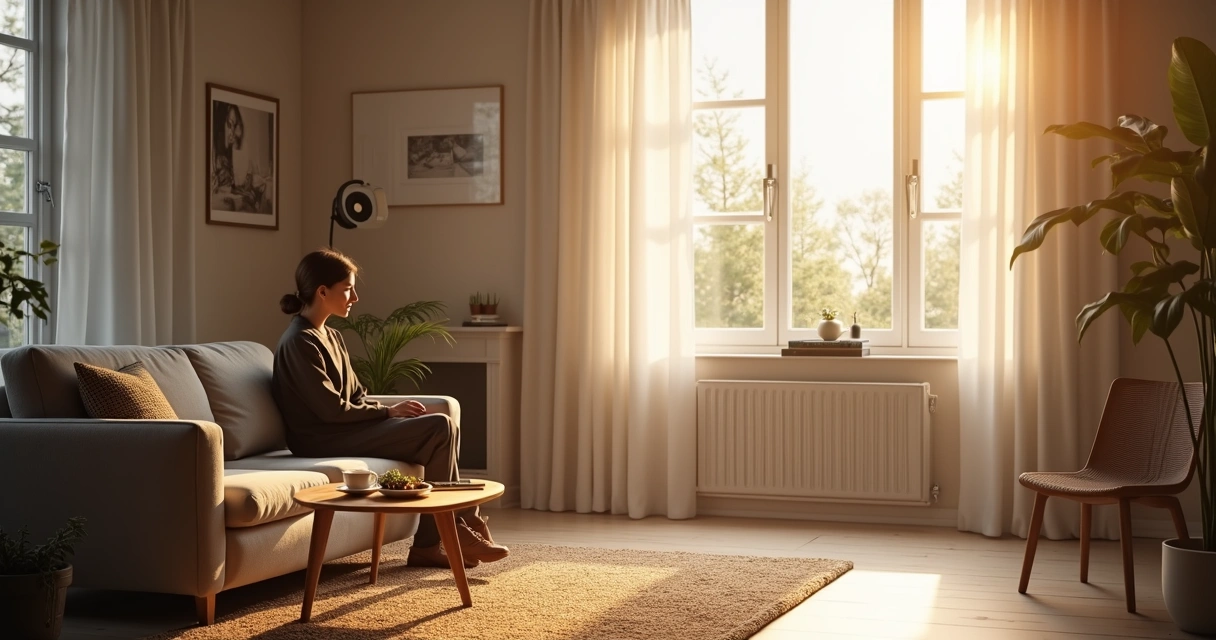 Ambiente interno com luz, som e cheiros sugeridos visualmente