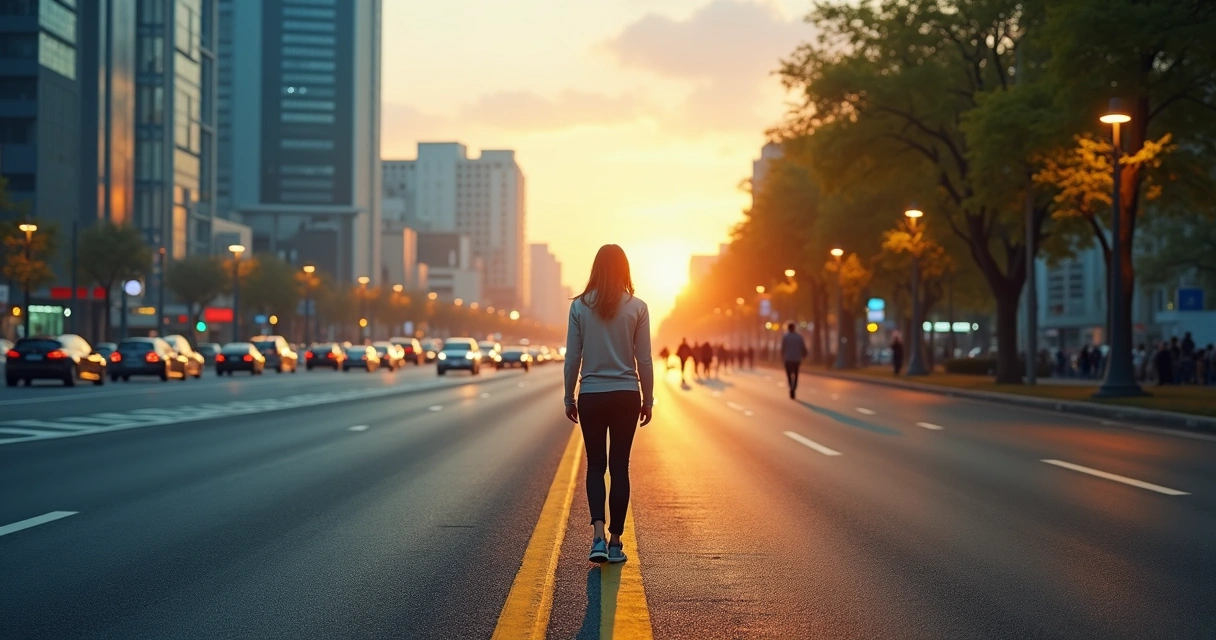 Pessoa em pé entre dois ambientes opostos simbolizando influência do ambiente nas escolhas 
