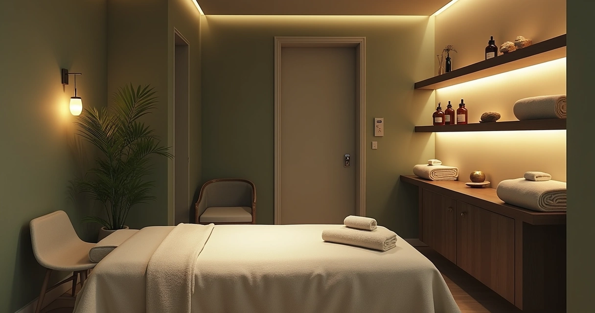 Ambiente de massagem confortável e privativo 