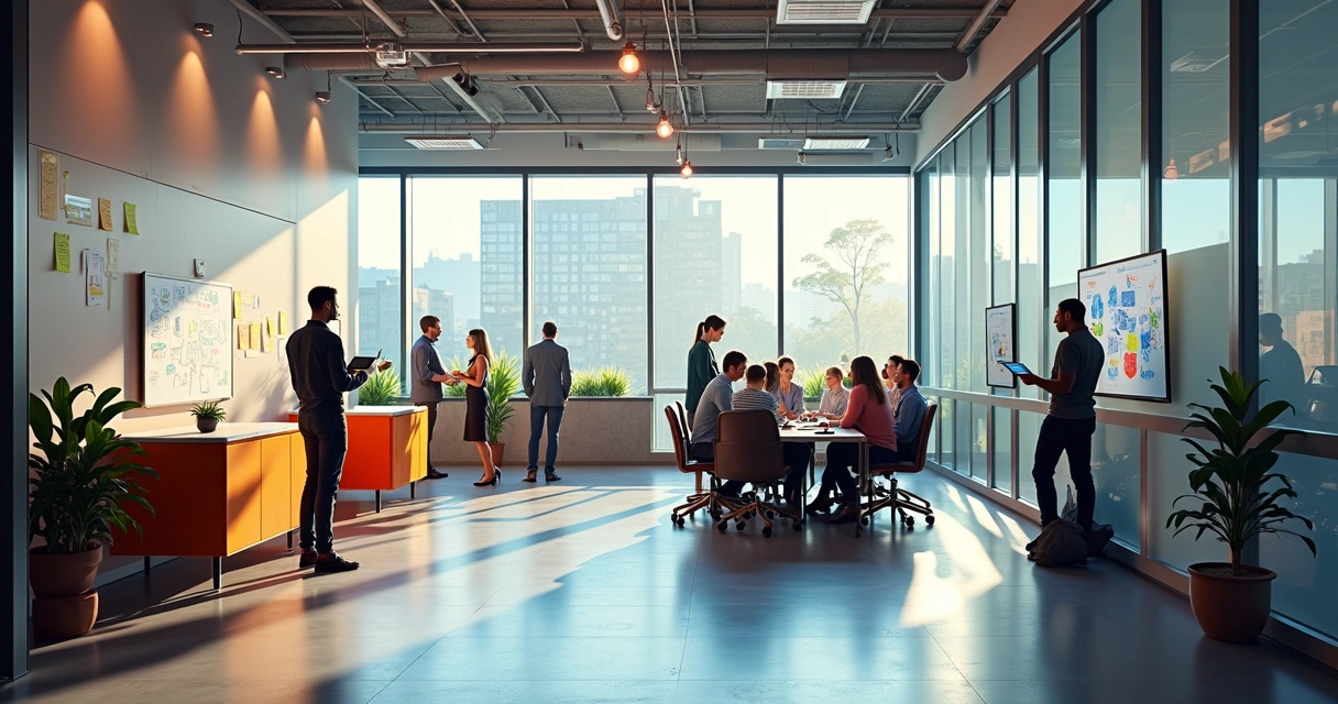 Ambiente organizacional moderno com cultura de inovação 