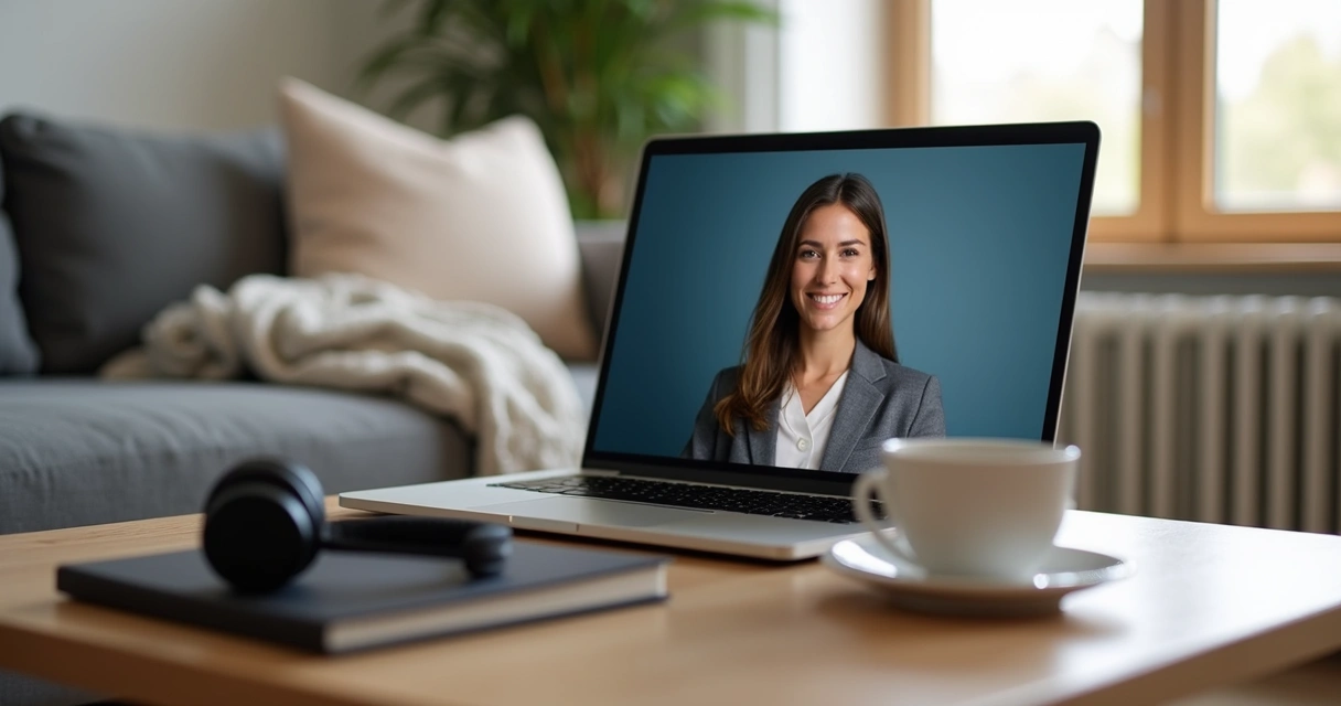 Ambiente preparado para terapia online em casa 