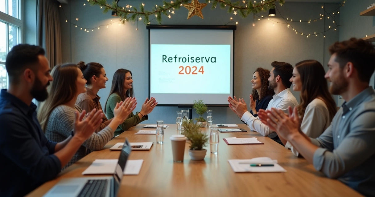 Ambiente de reunião com clima de final de ano 