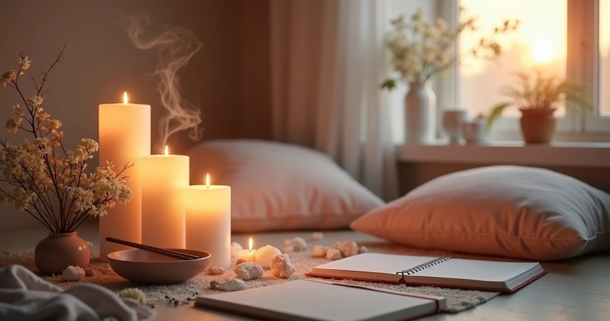 Ambiente preparado para um ritual de limpeza energética 