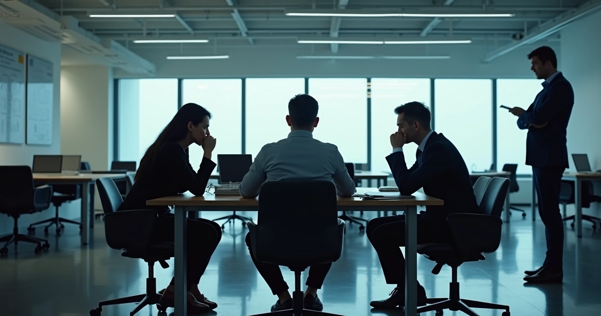 Colaboradores em escritório com clima tenso 