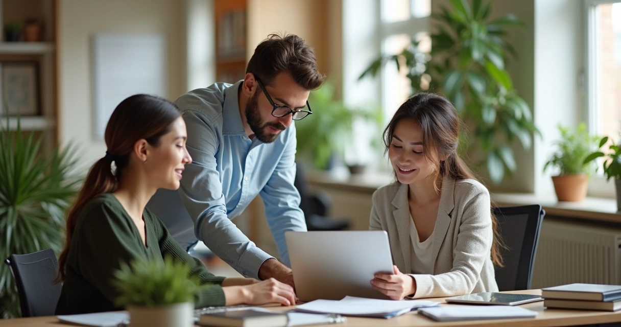 Espaço de trabalho acolhedor com interação respeitosa entre colegas