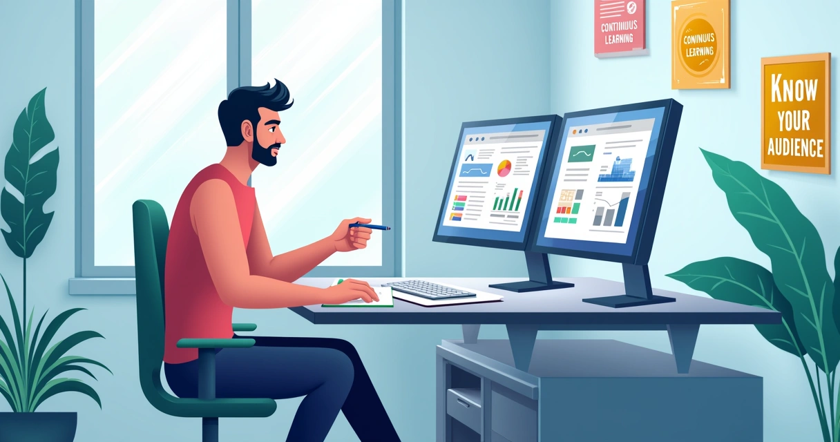 Ambiente de trabalho digital com um closer digital em foco, anotações e monitores com dados de clientes.