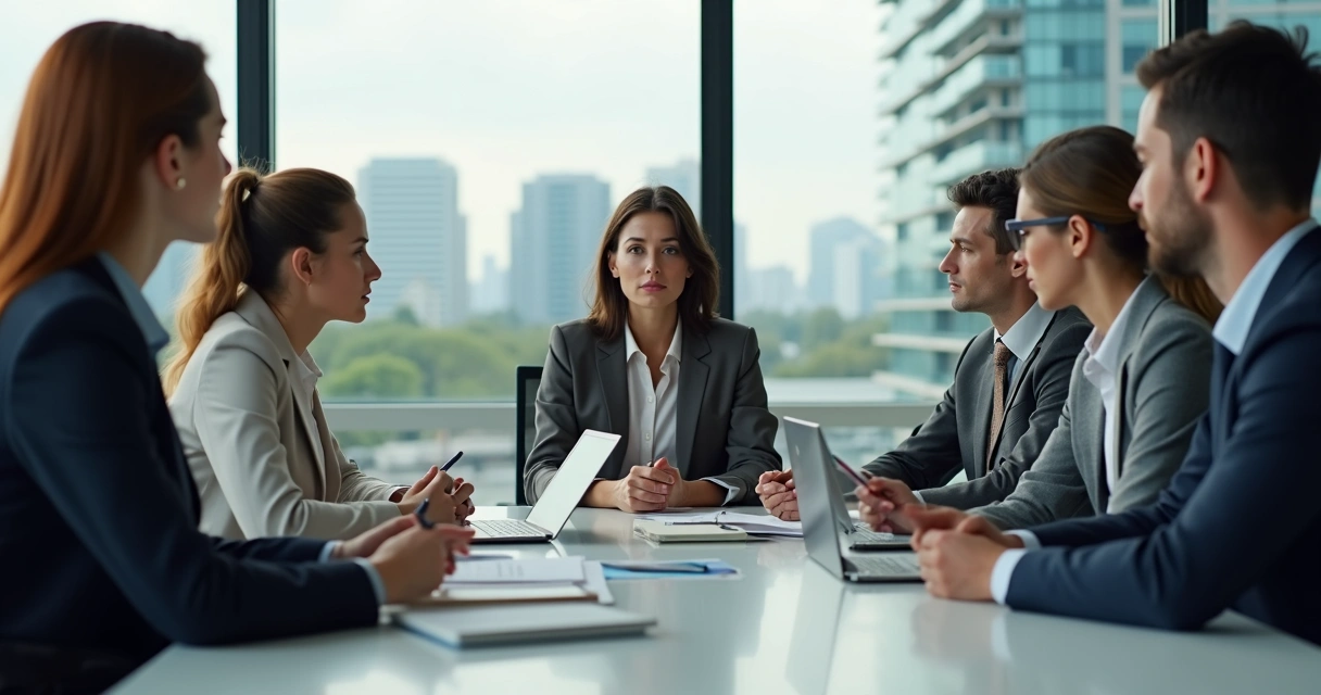 Colegas de trabalho em reunião, ouvindo atentamente uns aos outros