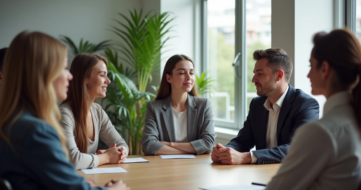 Ambiente de trabalho com pessoas em silêncio compartilhando momento de atenção plena 