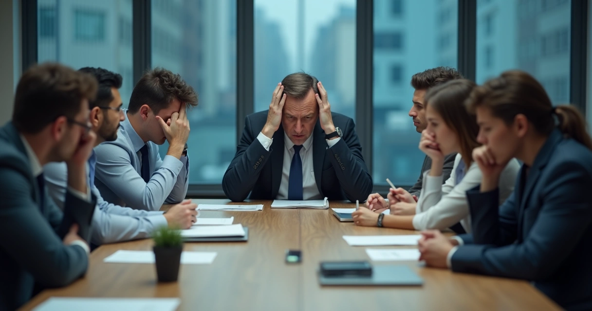 Ambiente de trabalho com expressão tensa entre colegas