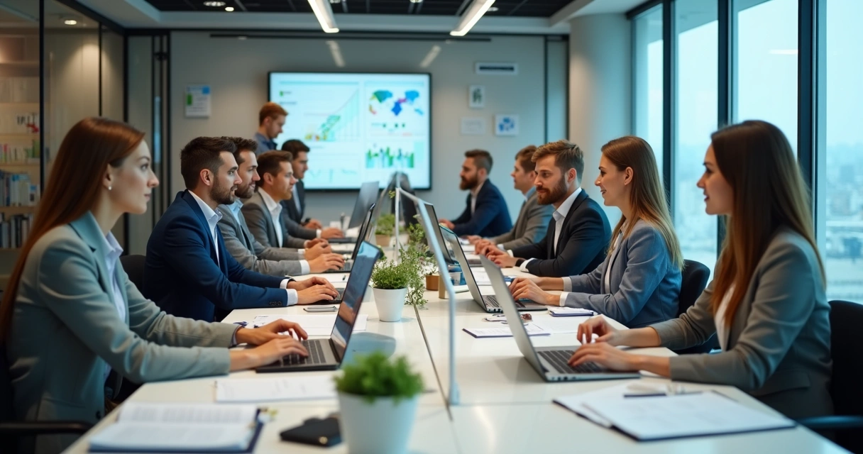 Pessoas trabalhando em escritório corporativo 