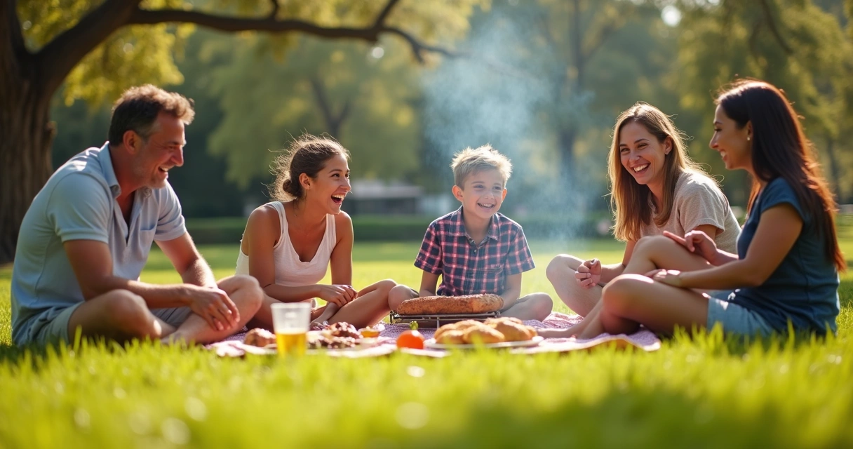 Grupo de amigos de diversas nacionalidades em parque australiano