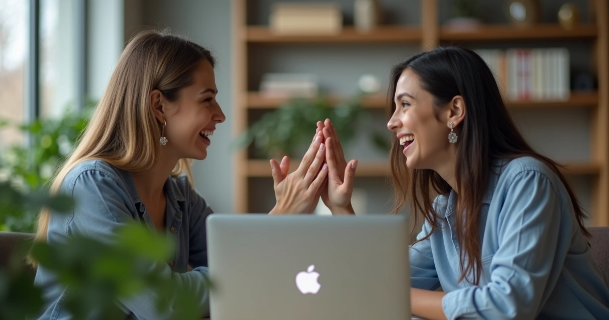 Duas pessoas se cumprimentando através de uma tela de computador 