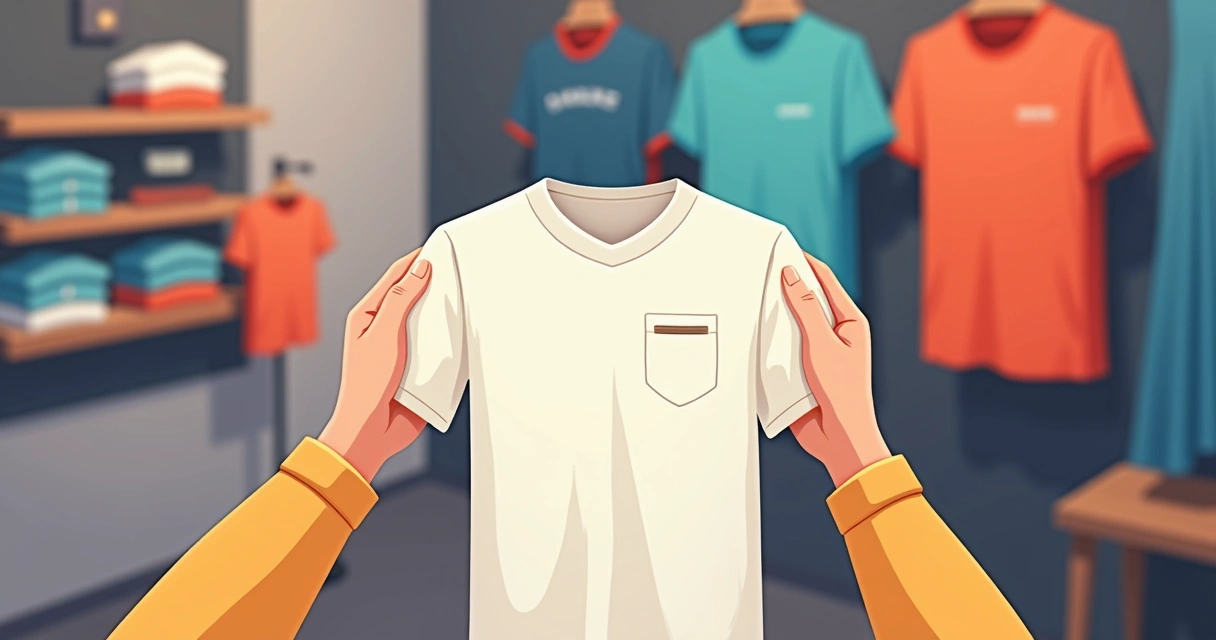 Pessoa avaliando tecido e estampa de camiseta personalizada na mão 