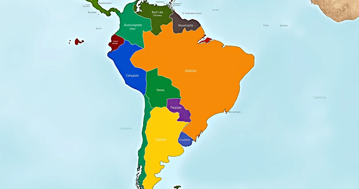 Exemplo visual dividido de regiões do Brasil agrupadas em blocos coloridos 