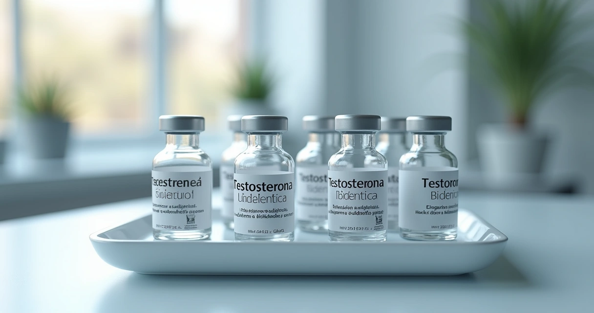 Ampolas de testosterona lado a lado 