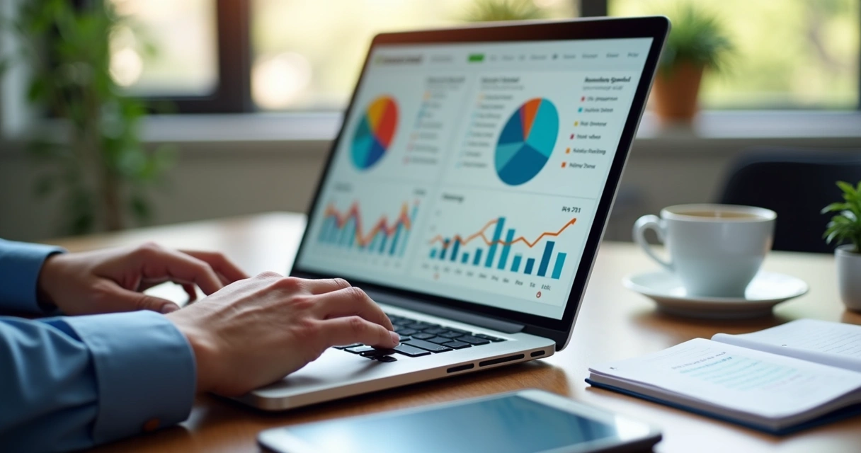 Gestor analisando dados de vendas superior no CRM