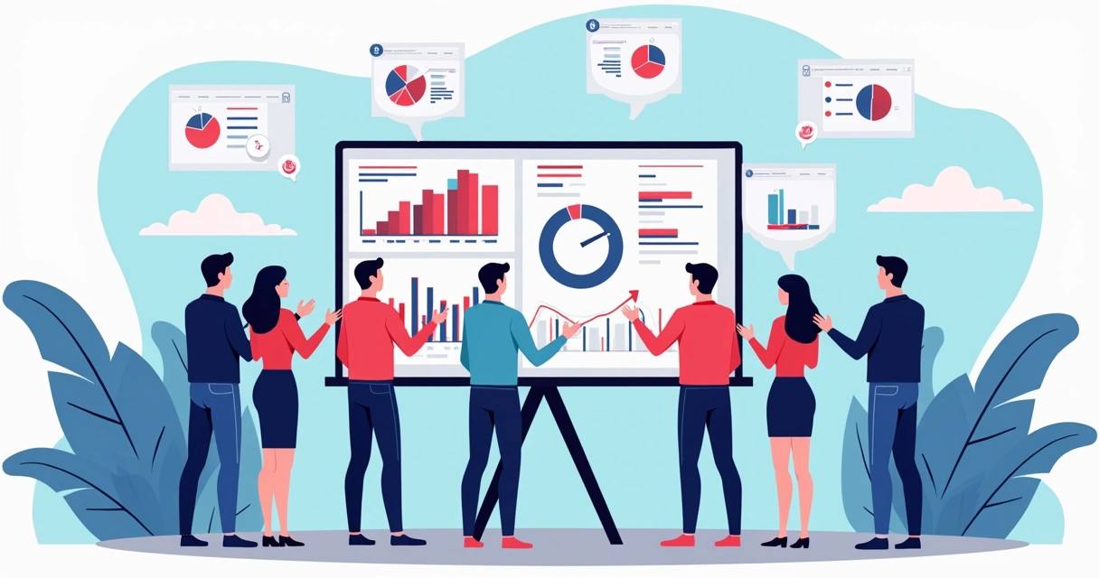 Equipe analisando dados de campanha política em telas digitais 
