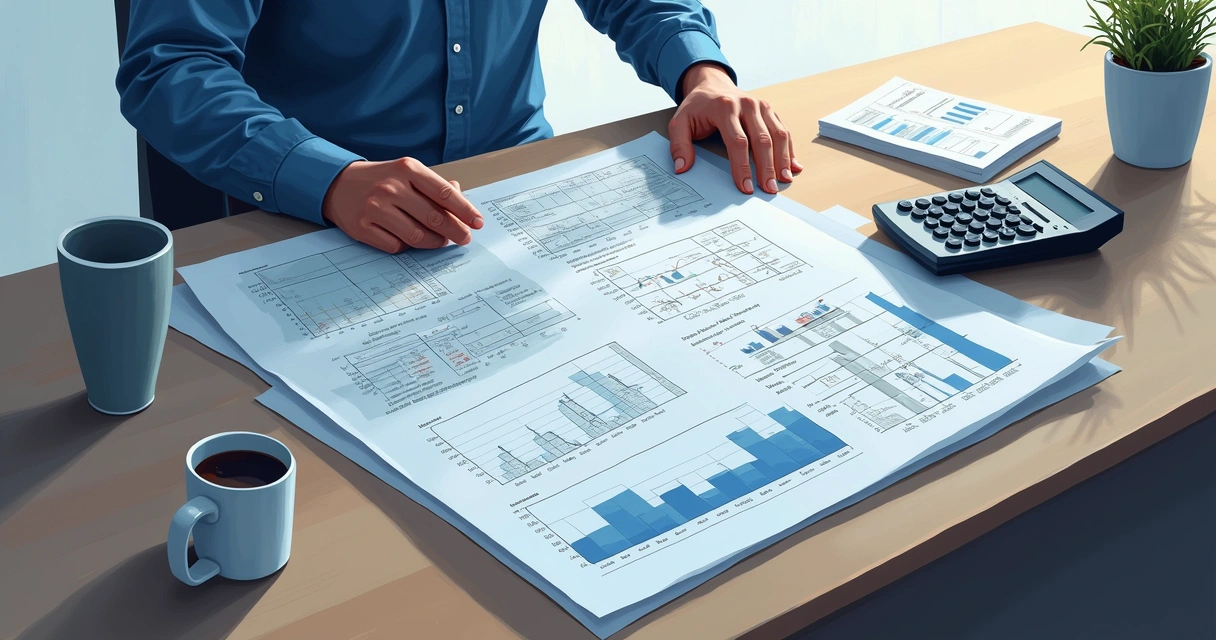 Engenheiro analisando laudo técnico com gráficos e cálculos 