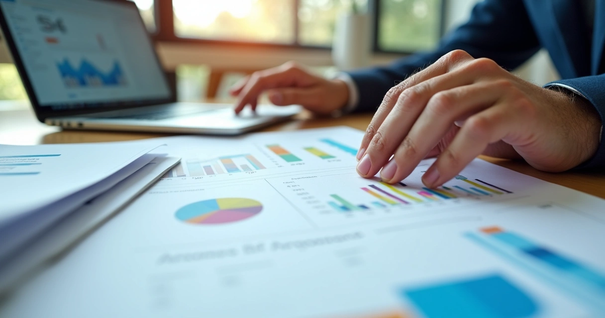 Pessoa analisando gráficos de métricas de prospecção empresarial 