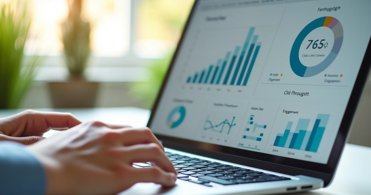 Pessoa olhando gráficos e dados de analytics no computador