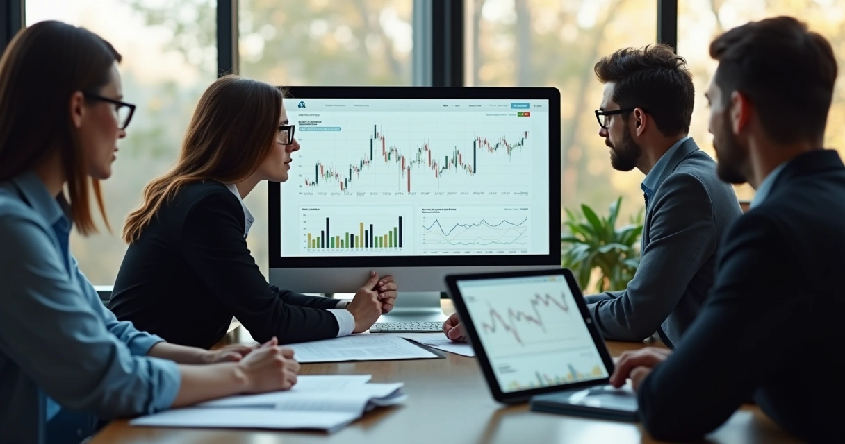 Pessoa analisando gráficos de risco de crédito em computador 