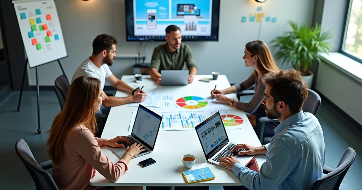 Equipe de marketing analisando navegação em um site de e-commerce 