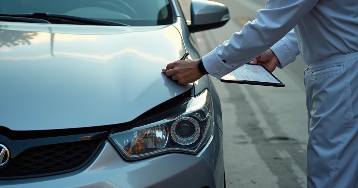 Perito analisa veículo acidentado 