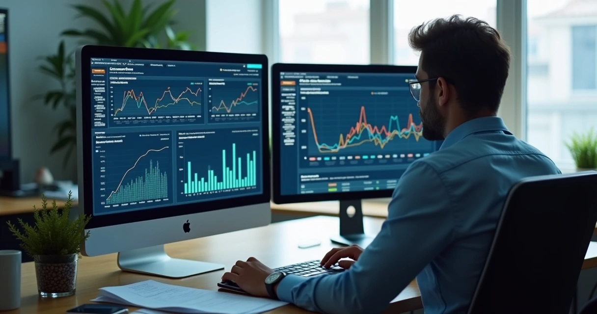 Profissional analisando dados de notificações 