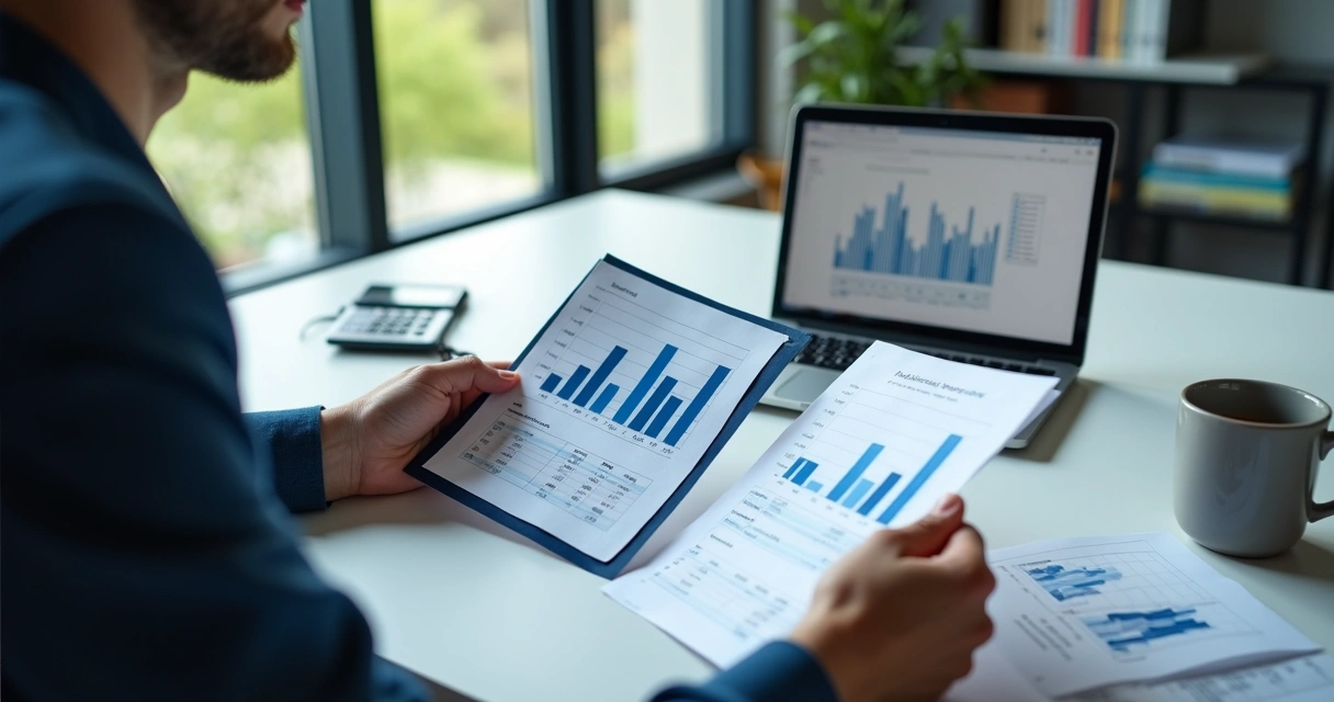 Gestor financeiro analisando comparativo de custos em duas folhas 