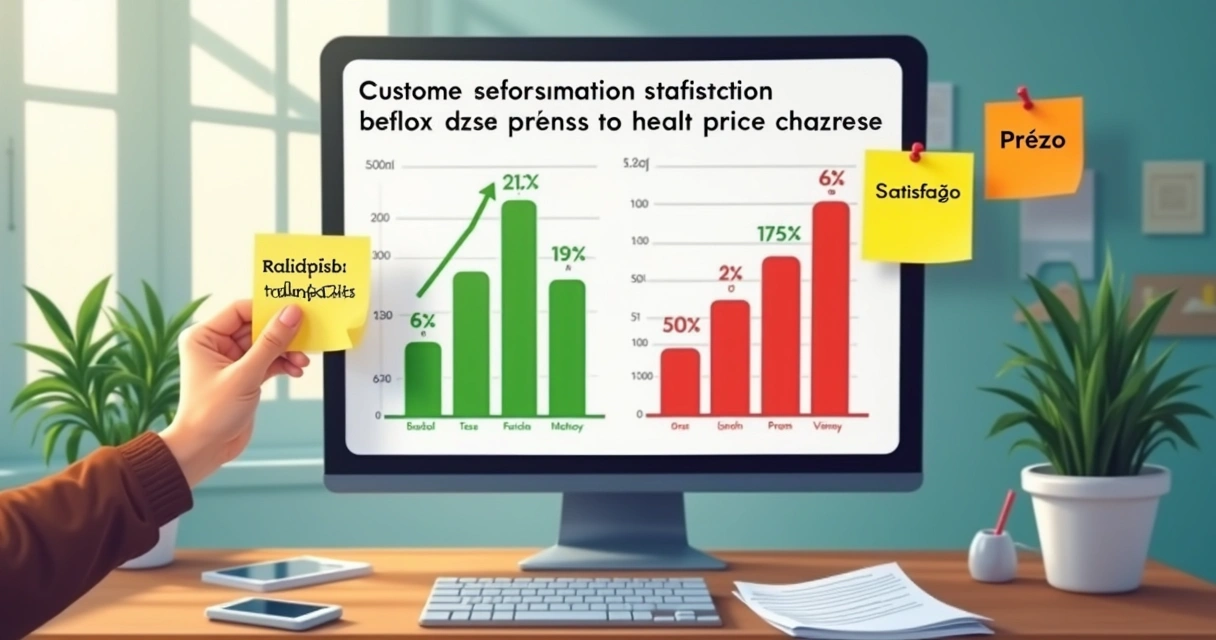 Gráficos mostrando variação de preços e satisfação do cliente 