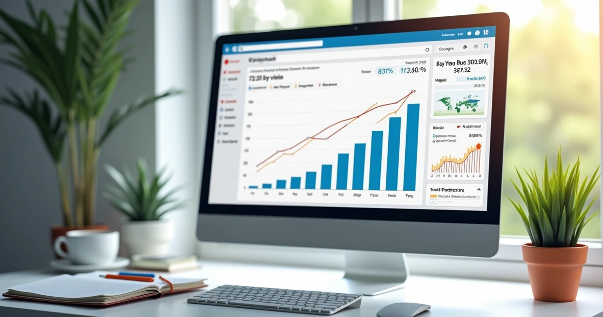 Gráfico de barras representando aumento de impressões de conteúdo em um dashboard 