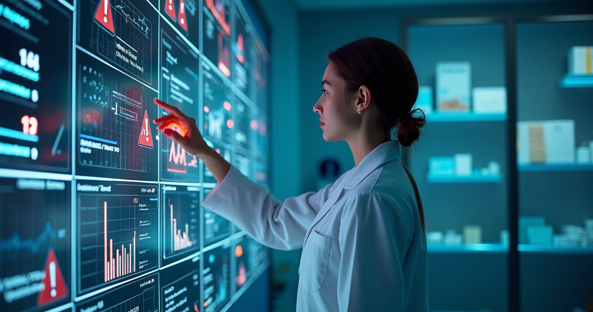 Profesional analiza alertas IoT en pantalla digital