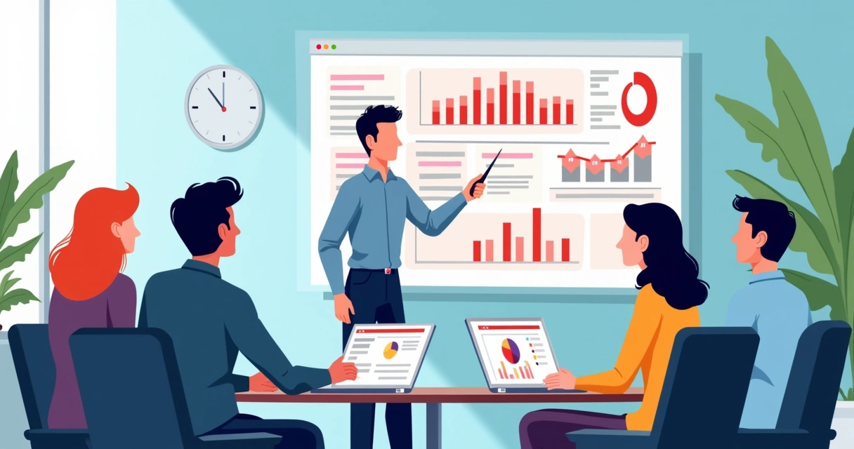 Analista apontando anomalias em painel do Power BI com gráficos 