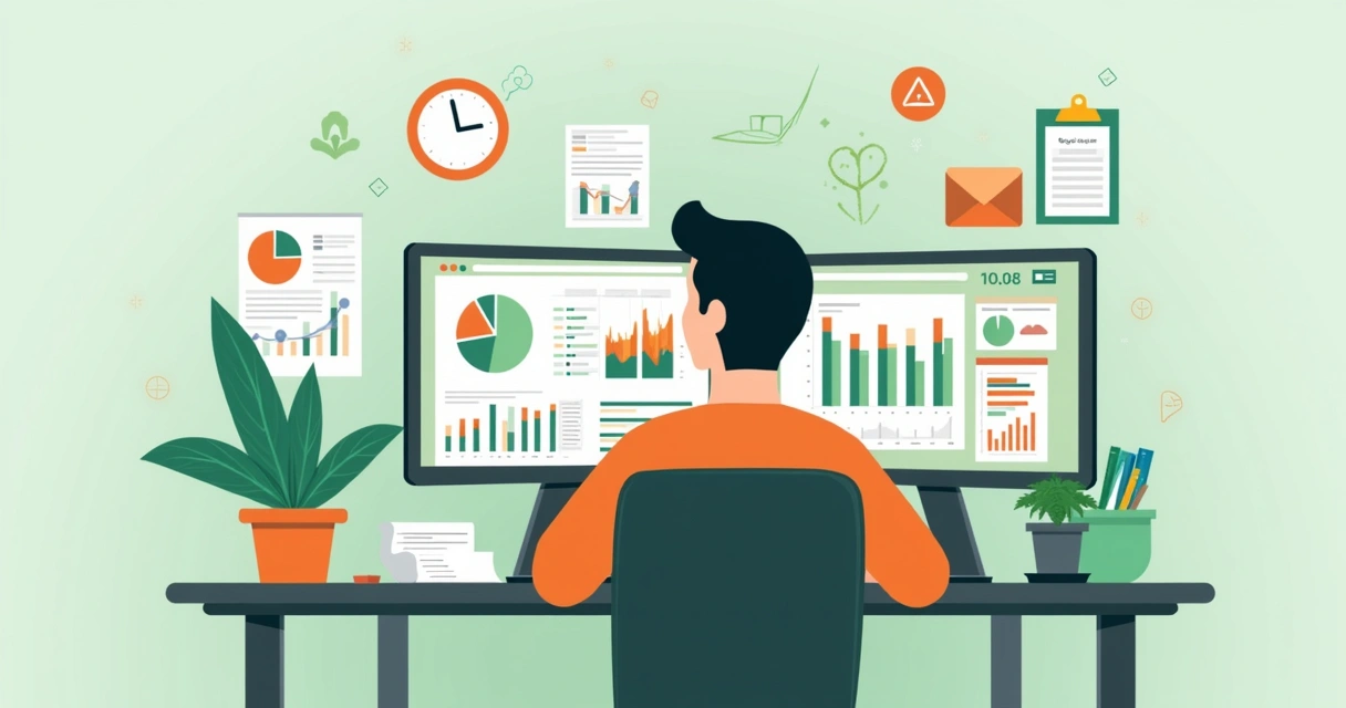 Pessoa analisando dados e atualizando catálogo digital 