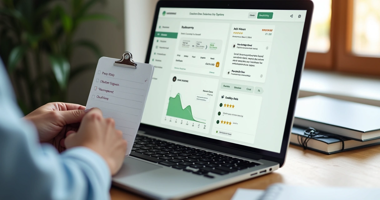 Tela com avaliações de clientes e gráficos 