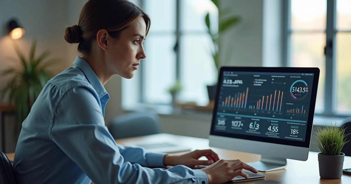 Gestor analisando avaliações online no notebook com gráficos de reputação 