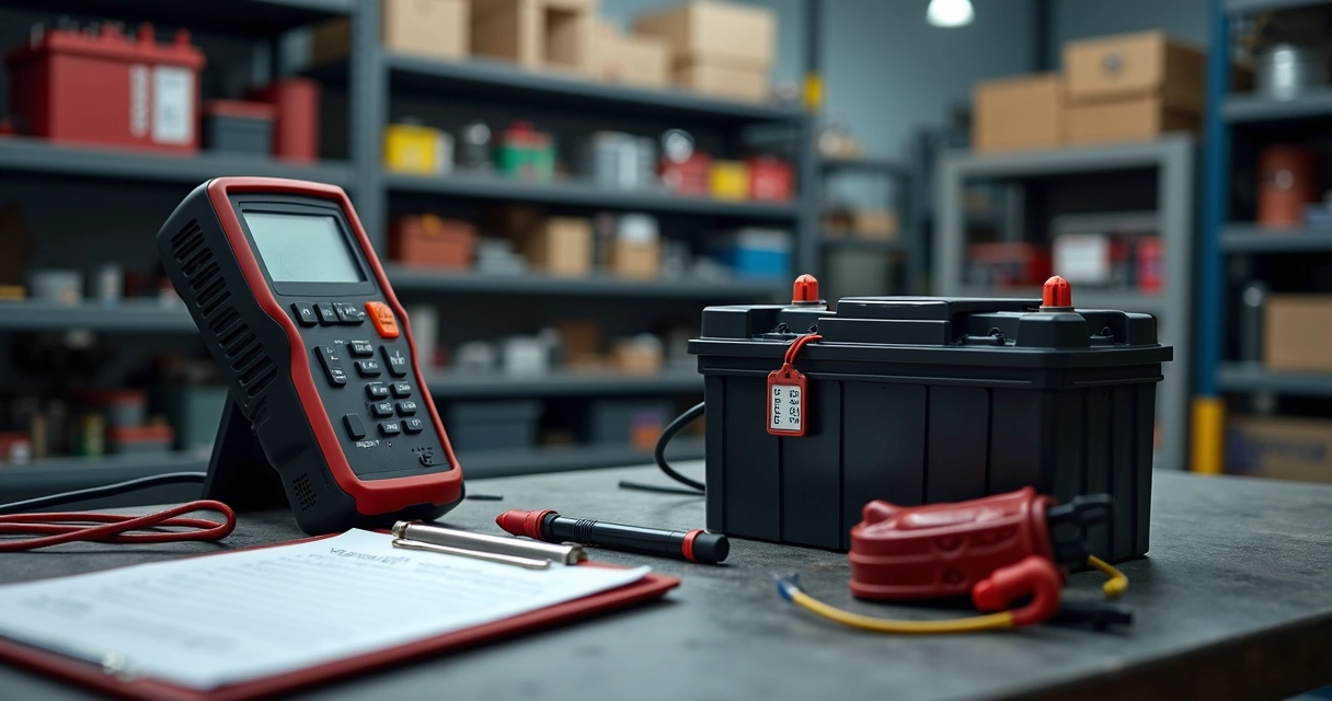 Técnico analisando bateria devolvida para garantia 