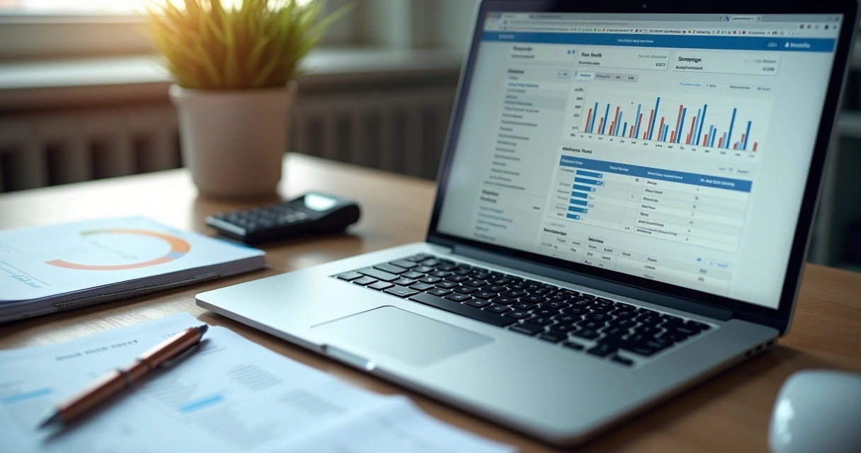 Pessoa avaliando cadastro empresarial em notebook