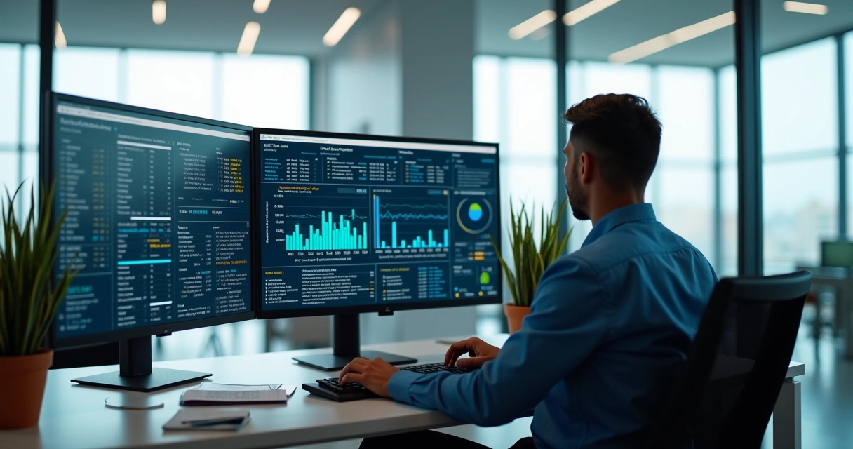 Pessoa analisando cadastro empresarial em tela de computador 
