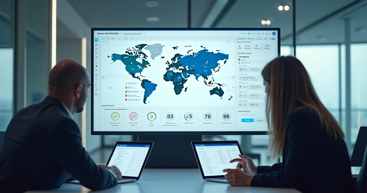 Painel com mapas e dados de cadastro internacional 