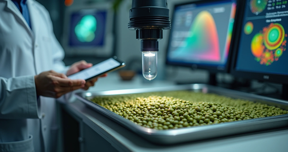 Análise digital de grãos de café em laboratório 
