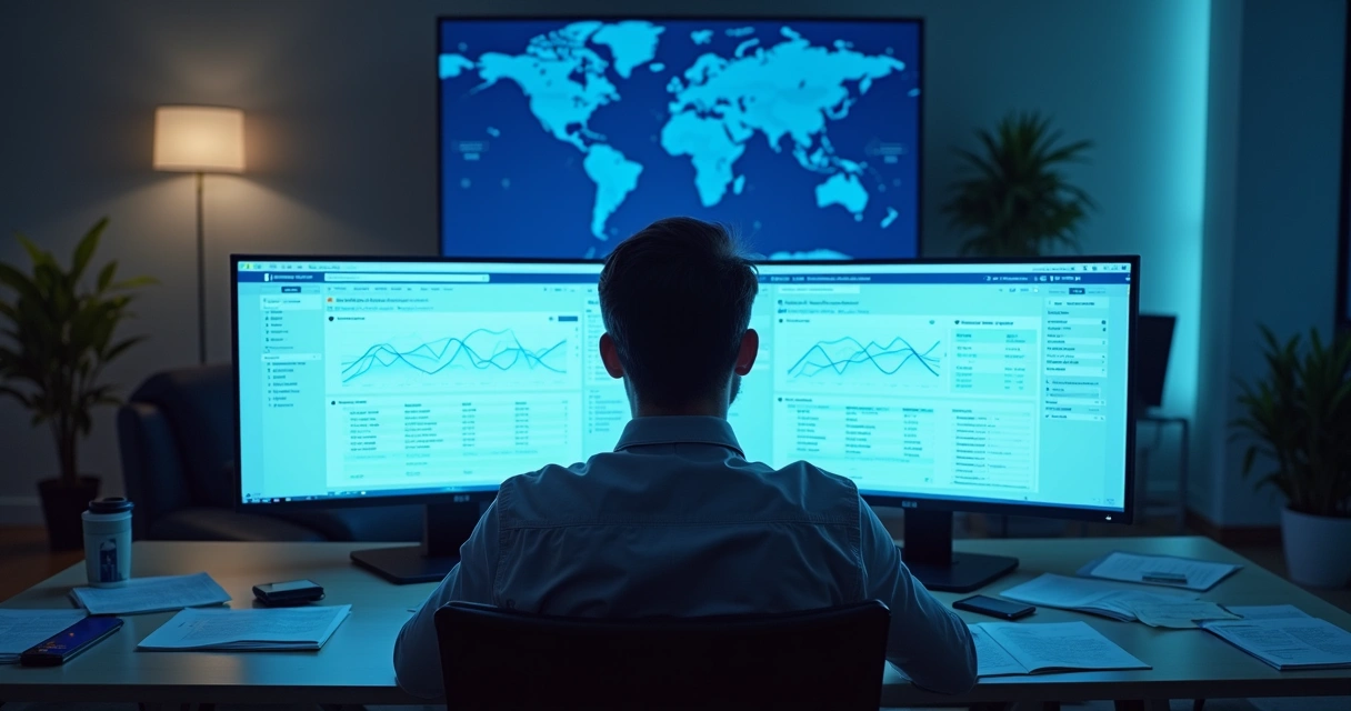 Profissional analisando dados de campanhas do Facebook em gráficos e listas para ajustes 