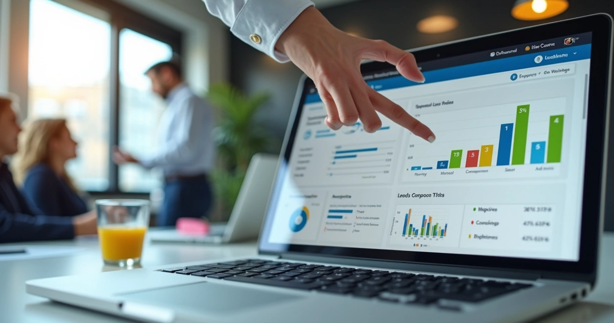 Profissional analisando campanhas de LinkedIn em dashboard digital 